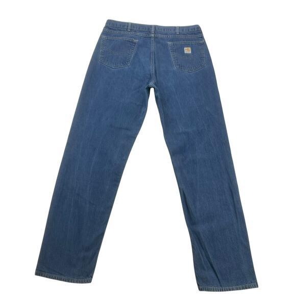 Carhartt Jeans Mens 38 X 34 Blue Denim FR Flame Resistant Straight Leg Workwear - Picture 2 of 12